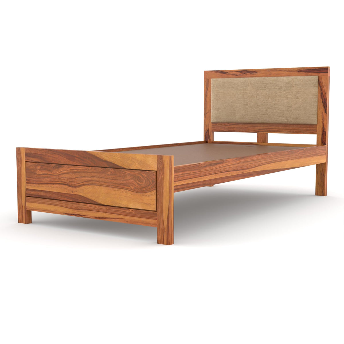 Bhagwati Art Sheesham Wood Single Bed without Storage – Cushion Dalla – view 6