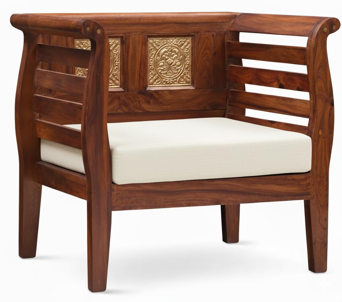 Bhagwati Art Sheesham Wood Thapa Sofa Chair with Cushion – view 15