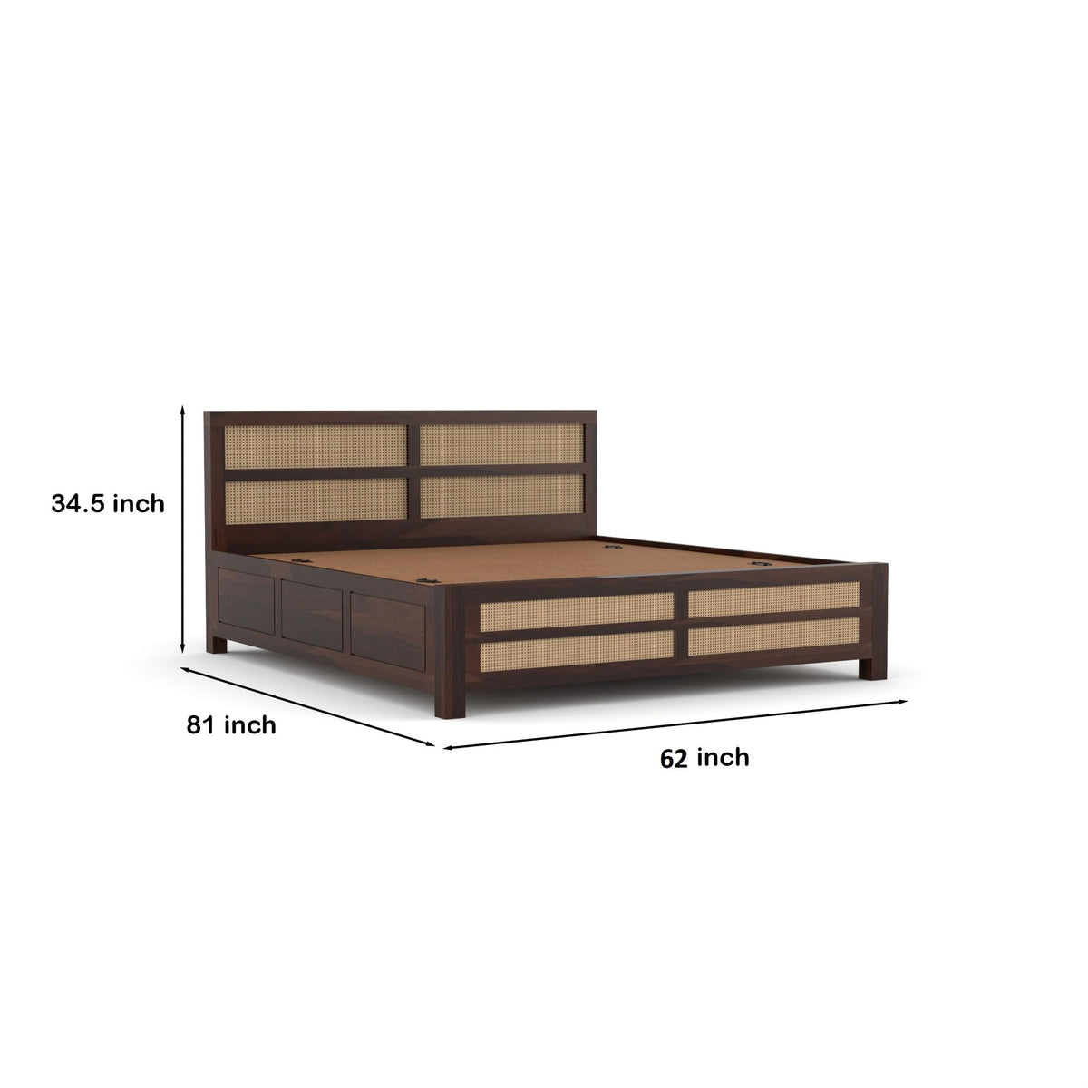 Bhagwati Art Sheesham Wood Bed with Box Storage – 8 Jali Rattan Cane – view 20