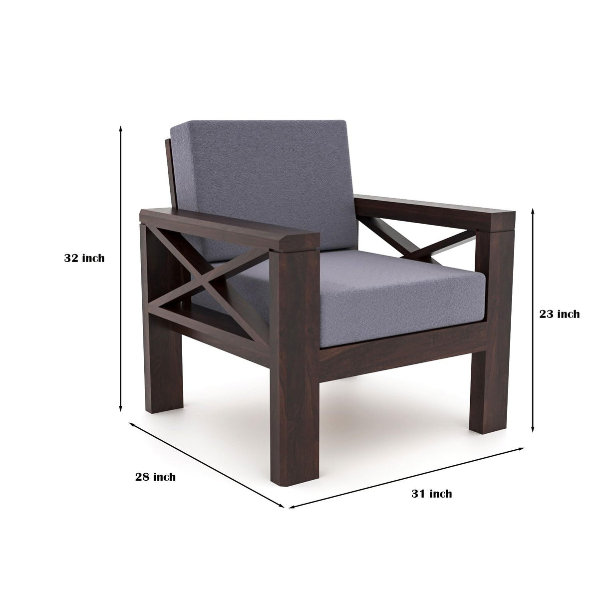 Bhagwati Art Sheesham Wood 6 Seater Sofa Set with X Design Armrests – view 29