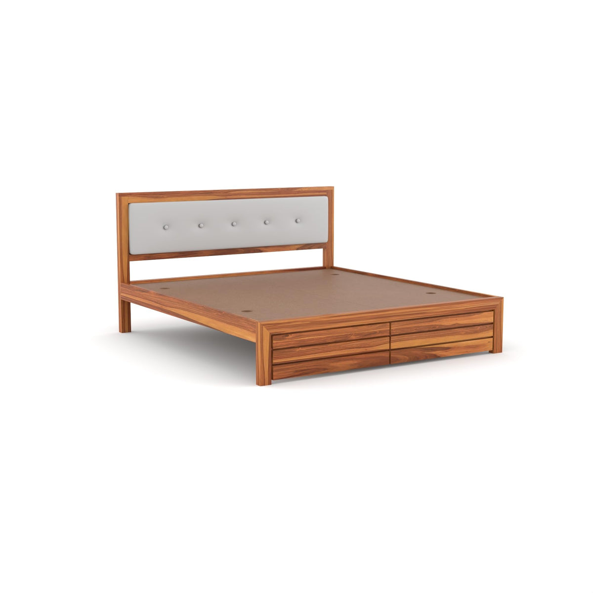 Bhagwati Art Sheesham Wood Bed without Storage – Upholstered Button – view 8