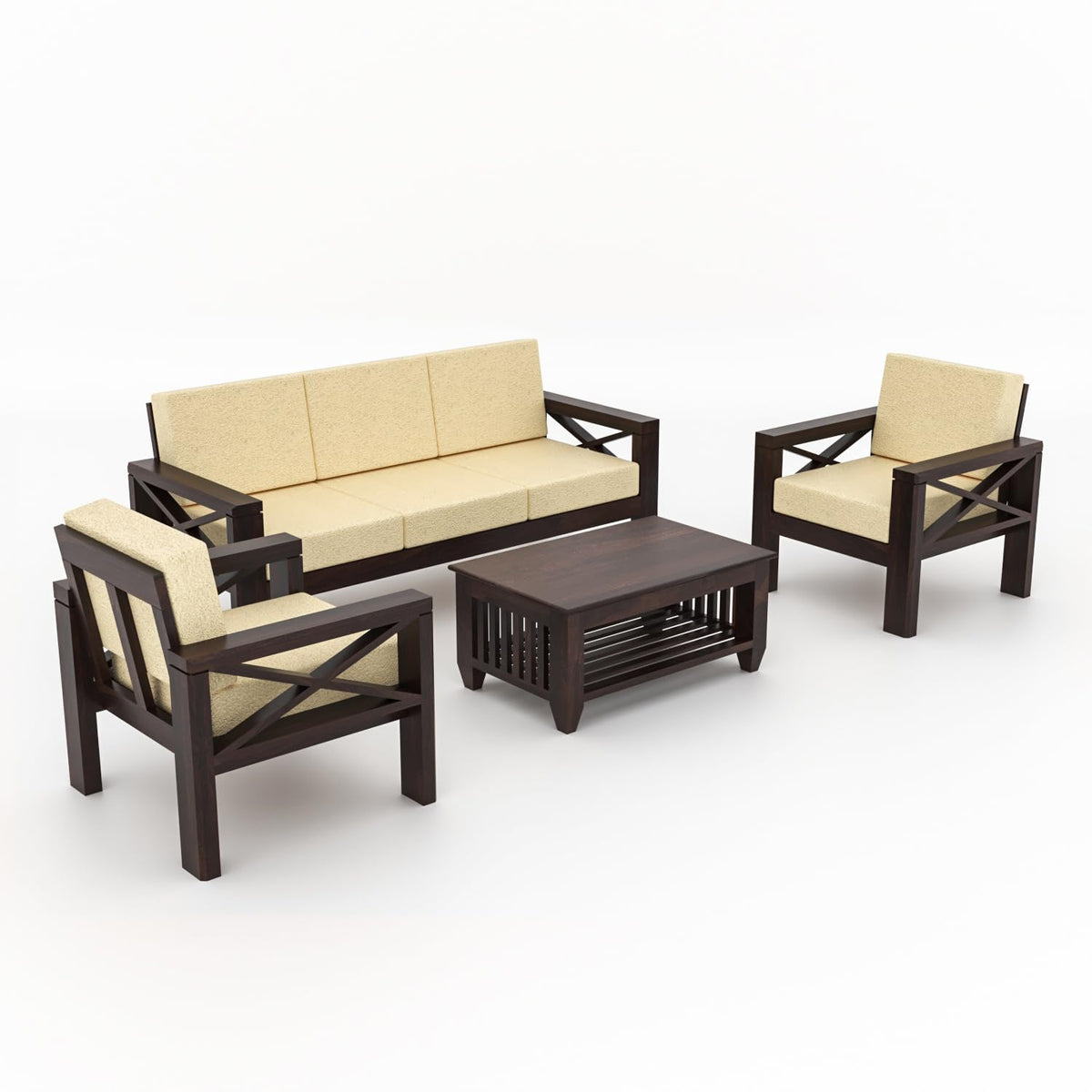 Bhagwati Art Sheesham Wood 5 Seater Sofa with X Design Armrests – view 12