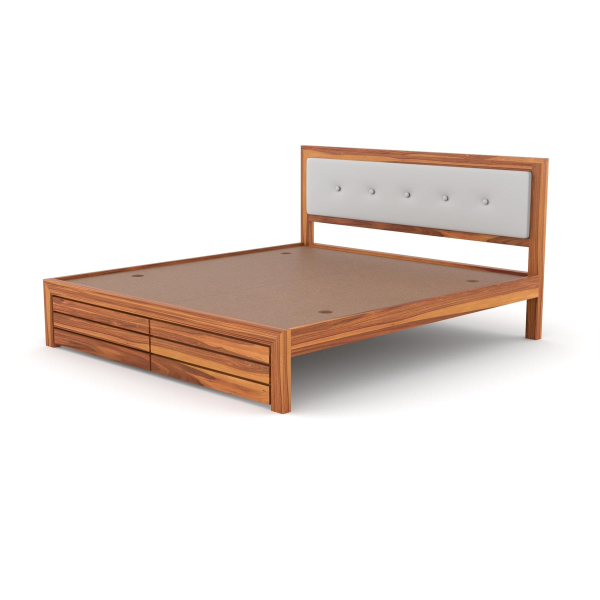 Bhagwati Art Sheesham Wood Bed without Storage – Upholstered Button – view 6