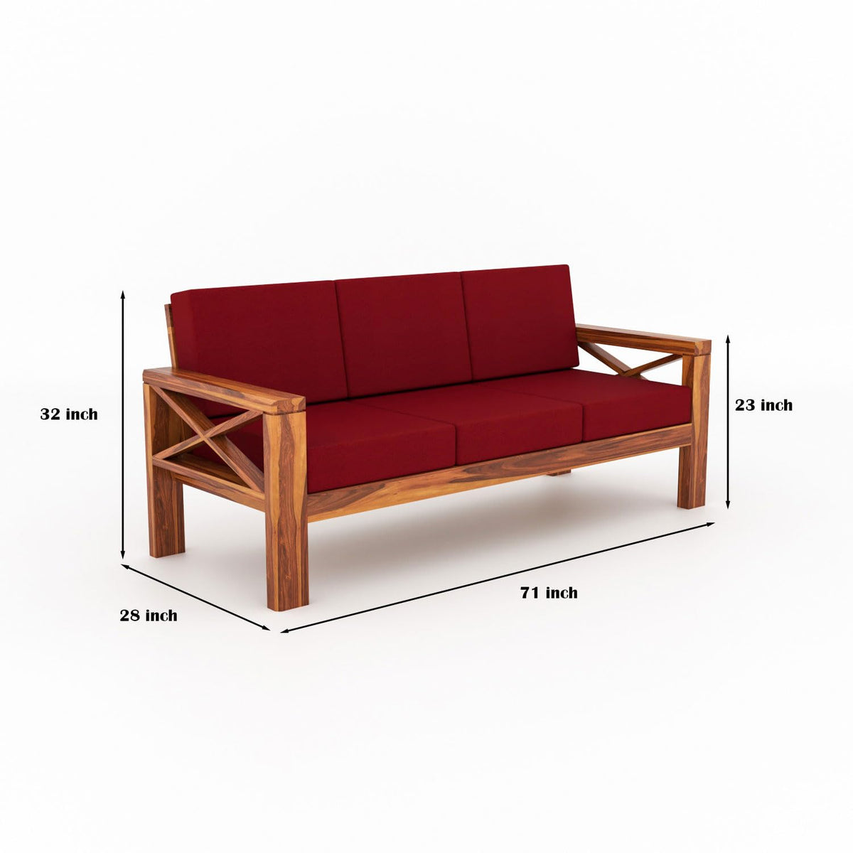 Bhagwati Art Sheesham Wood 7 Seater Sofa Set with X Design Armrests – view 38