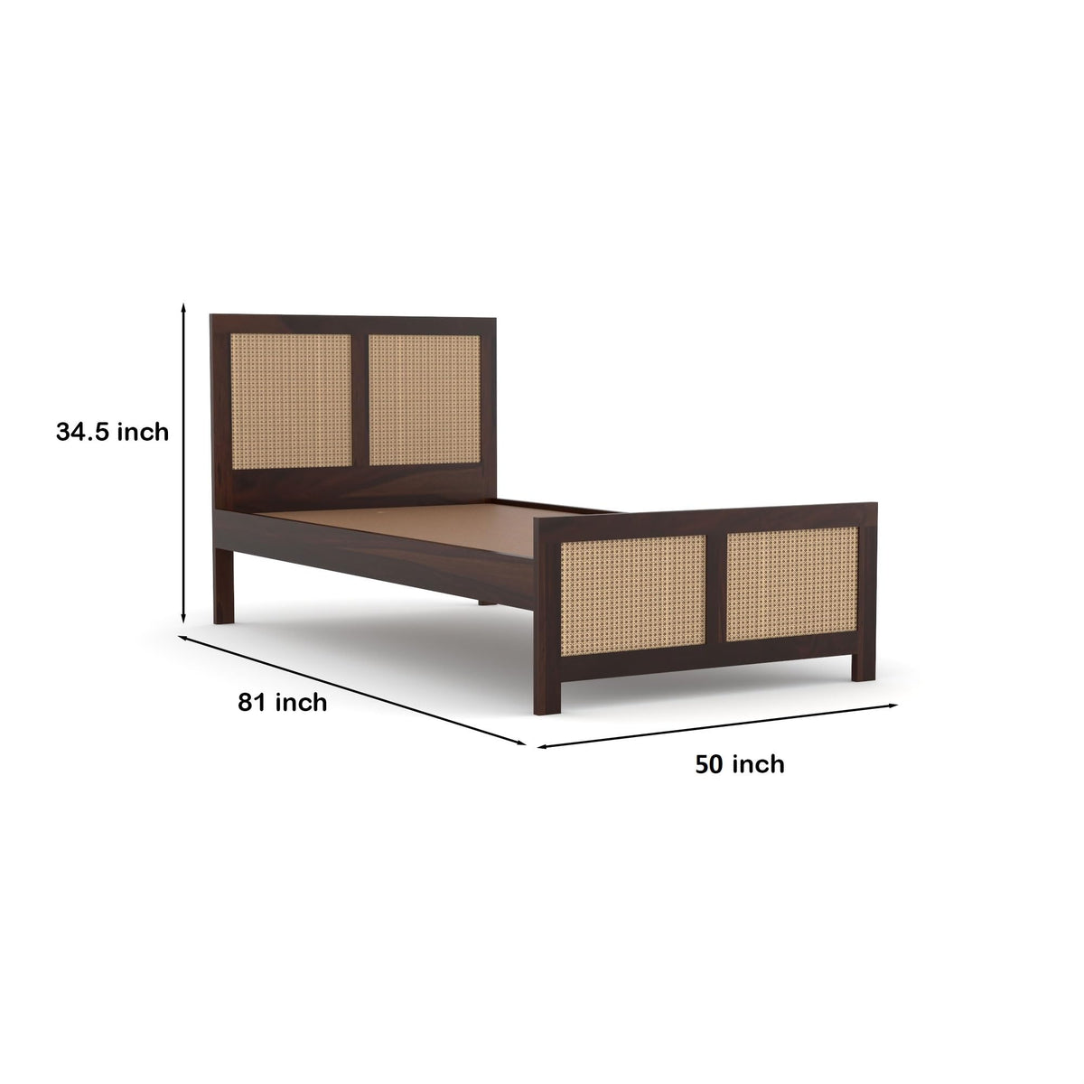 Bhagwati Art Sheesham Single Bed without Storage – 4 Jali Rattan Cane – view 18