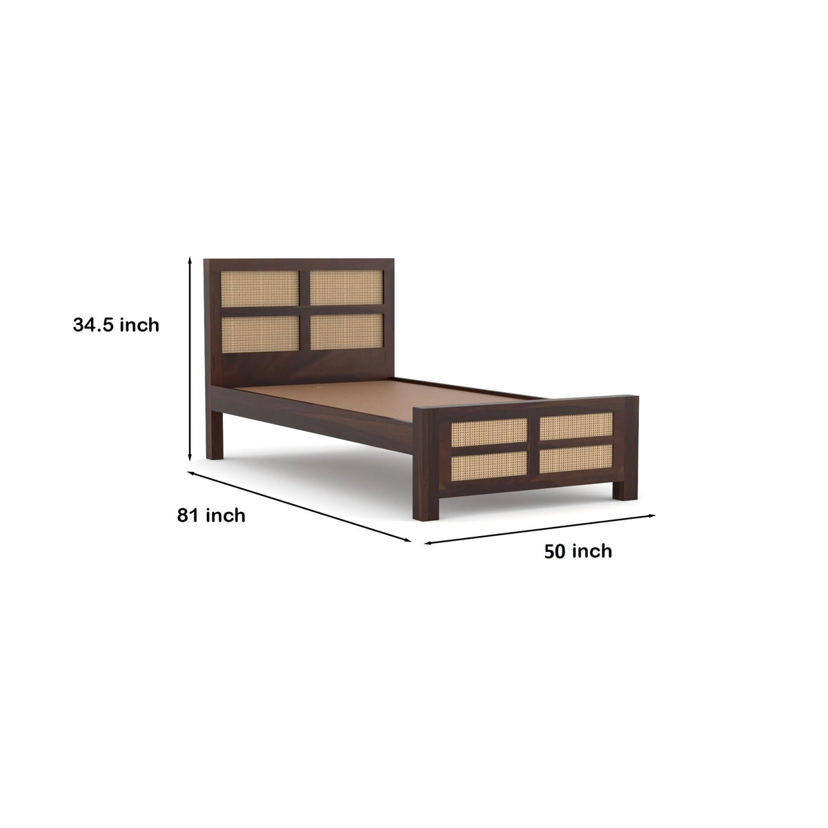 Bhagwati Art Sheesham Single Bed without Storage – 8 Jali Rattan Cane – view 19