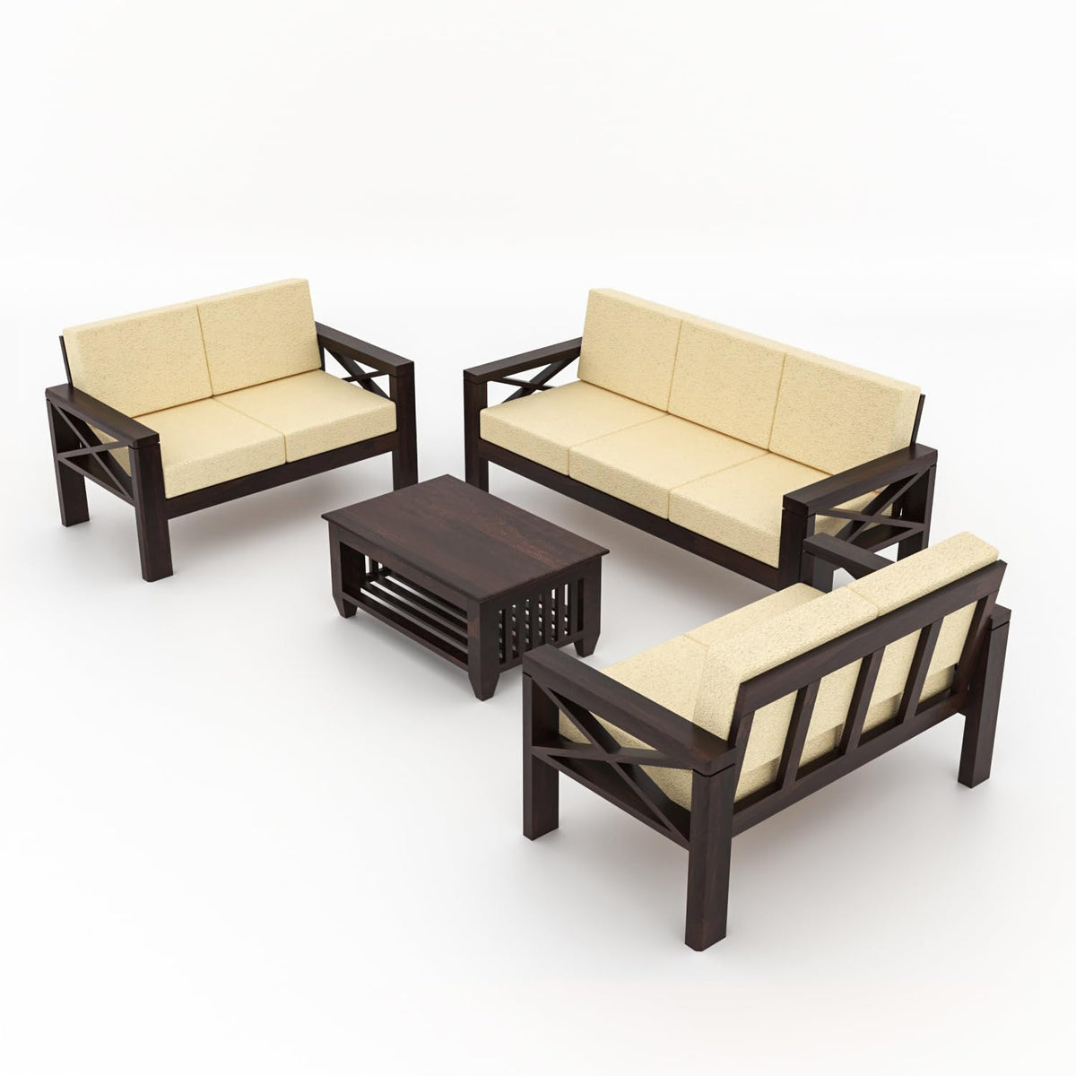 Bhagwati Art Sheesham Wood 7 Seater Sofa Set with X Design Armrests – view 13
