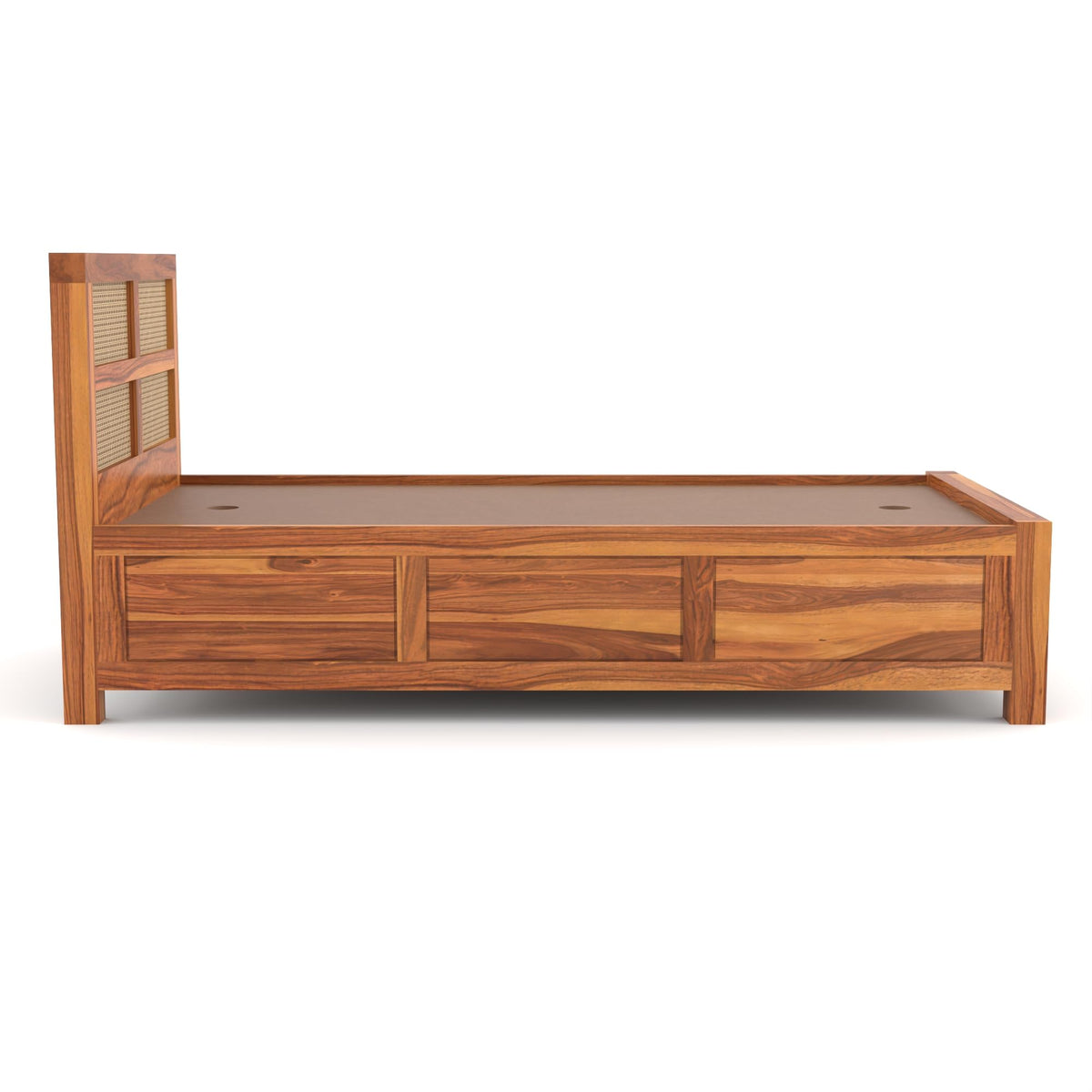 Bhagwati Art Sheesham Single Bed with Box Storage – 8 Jali Rattan Cane – view 5