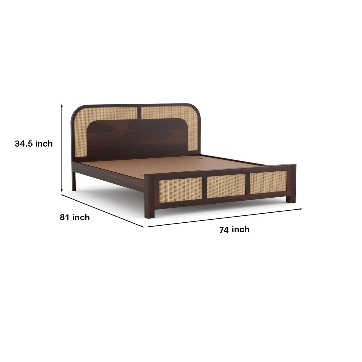 Bhagwati Art Sheesham Wood Bed without Storage – 5 Jali Rattan Cane – view 16