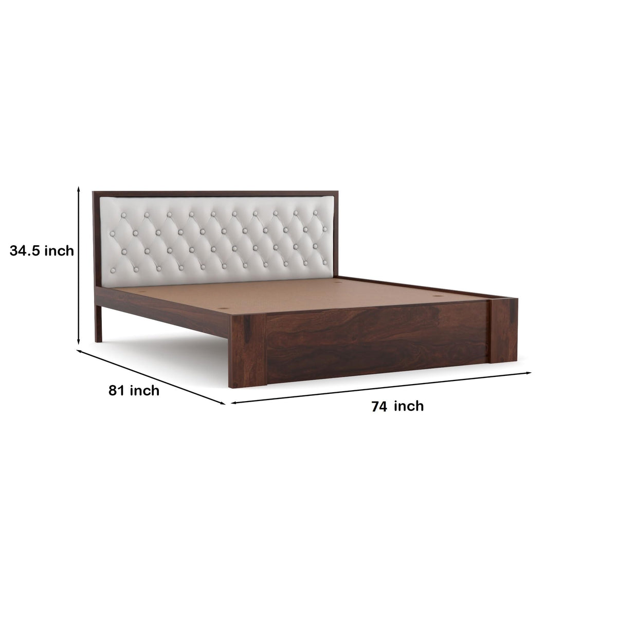 Bhagwati Art Sheesham Wood Bed without Storage – Upholstered Diamond – view 10