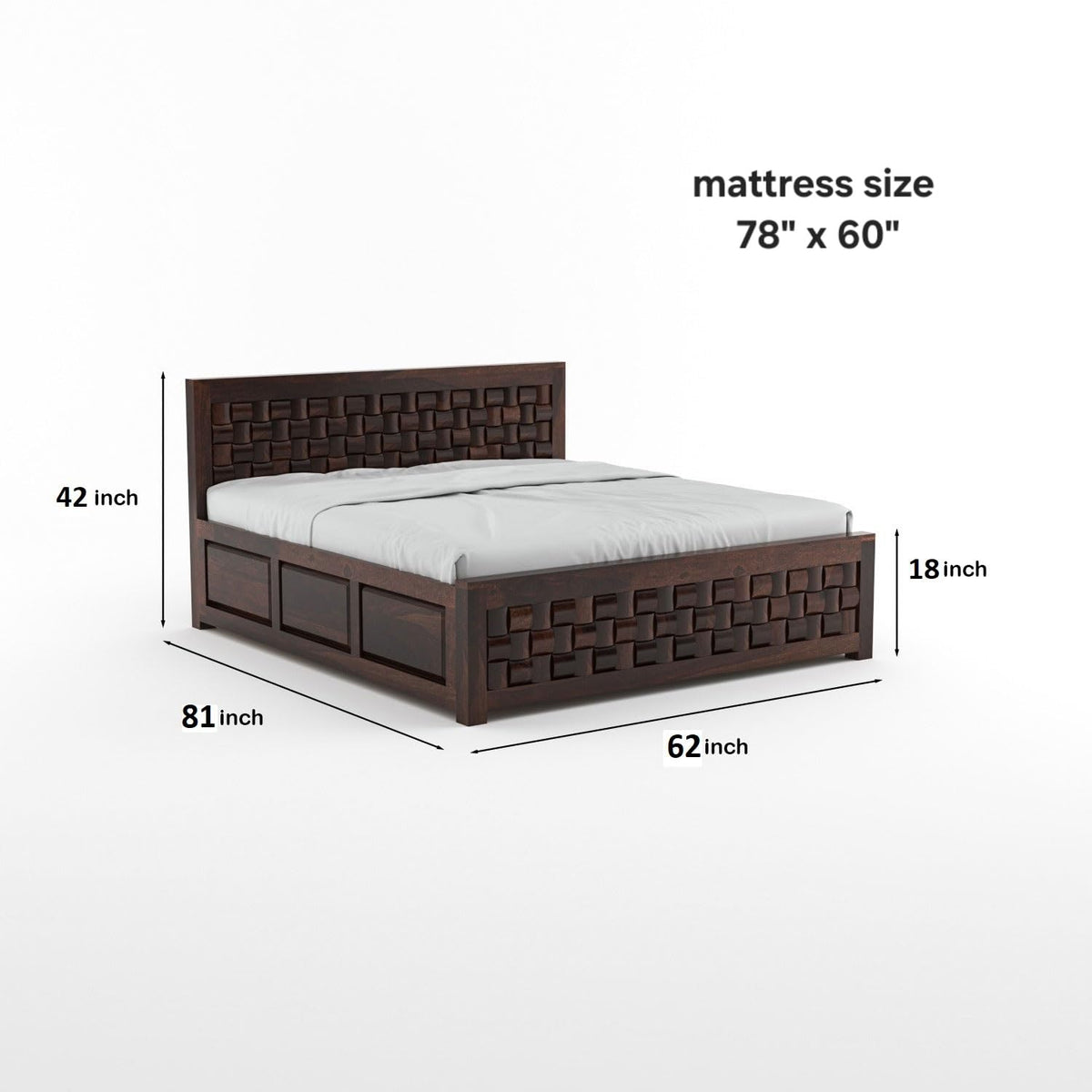 Bhagwati Art Sheesham Wood Bed with Box Storage – Niwar Design – view 19