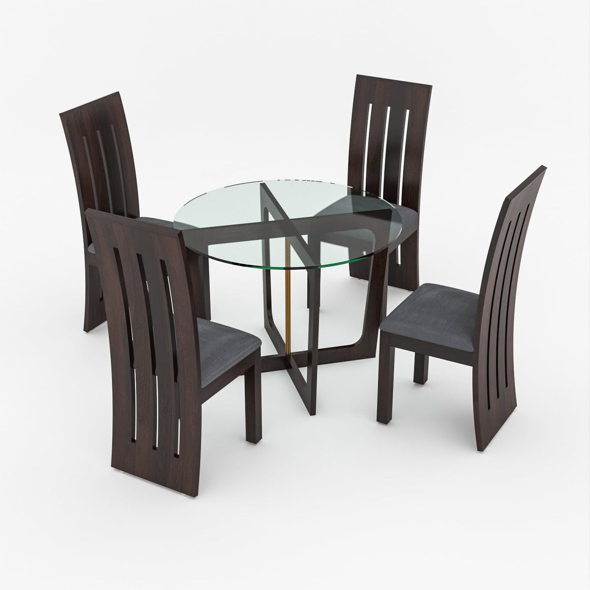 Bhagwati Art Sheesham Wood Dining Set with Poster Chairs – Round Design – view 4