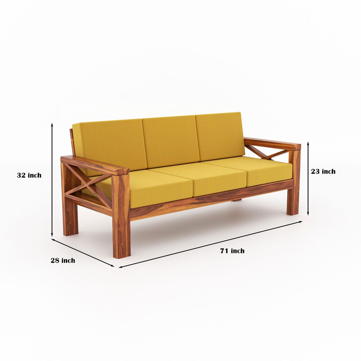Bhagwati Art Sheesham Wood 7 Seater Sofa Set with X Design Armrests – view 47