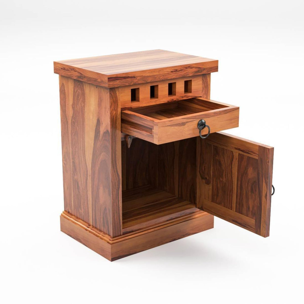 Bhagwati Art Sheesham Wood Bedside Table with Drawer – Kuber Design – view 4