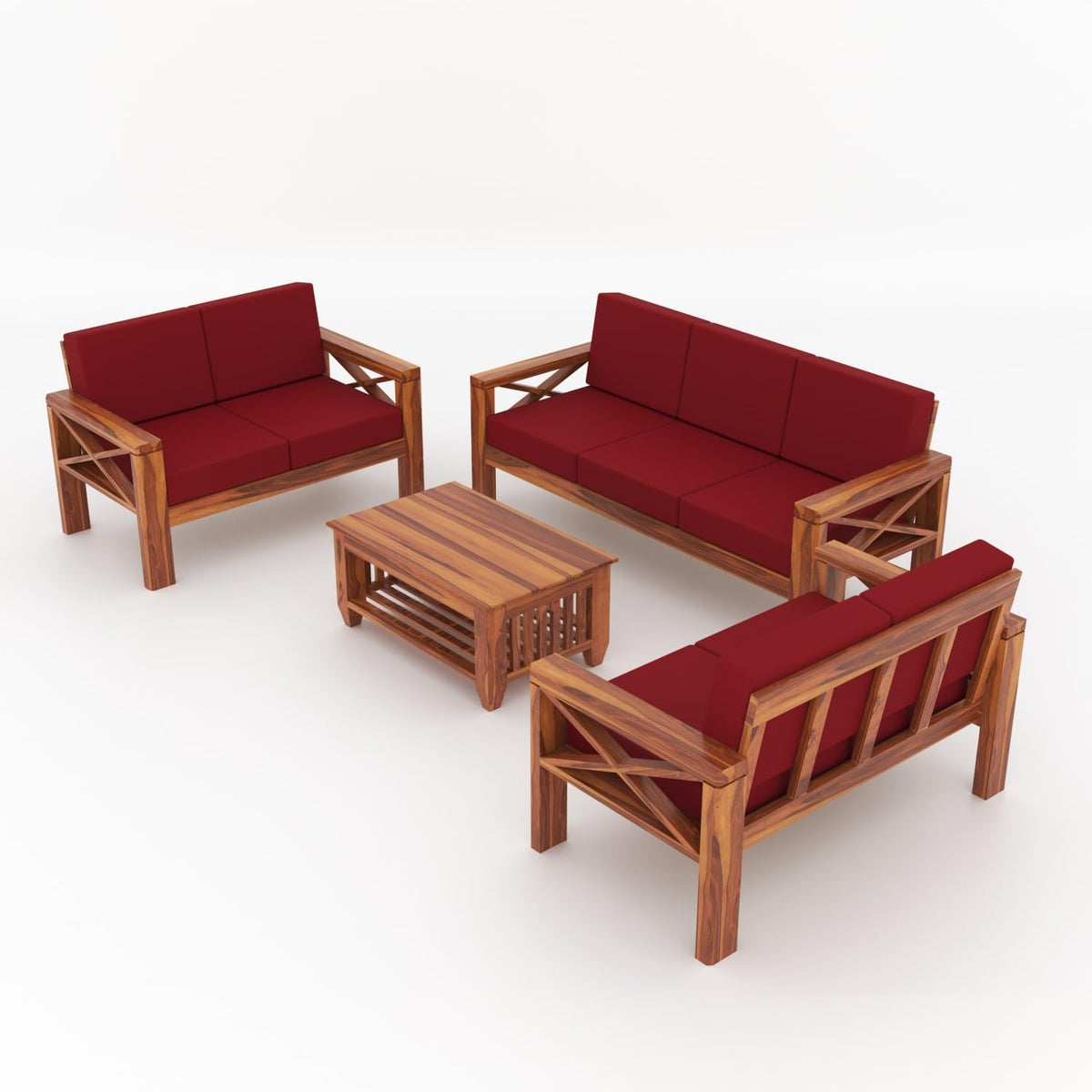 Bhagwati Art Sheesham Wood 7 Seater Sofa Set with X Design Armrests – view 39