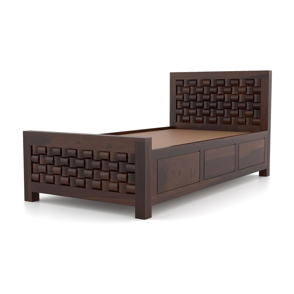 Bhagwati Art Sheesham Wood Single Bed with Box Storage – Niwar Design – view 13