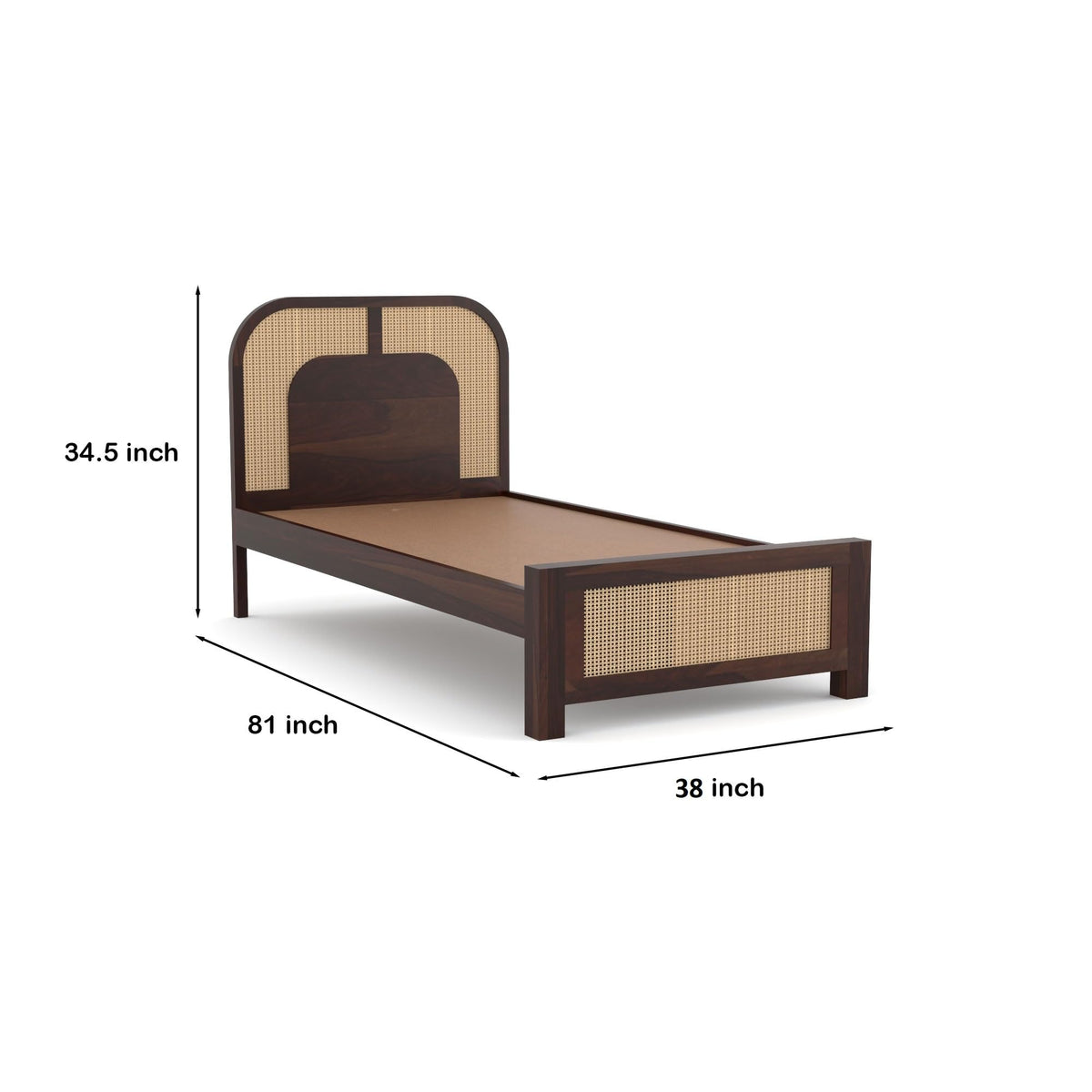 Bhagwati Art Sheesham Single Bed without Storage – 5 Jali Rattan Cane – view 16