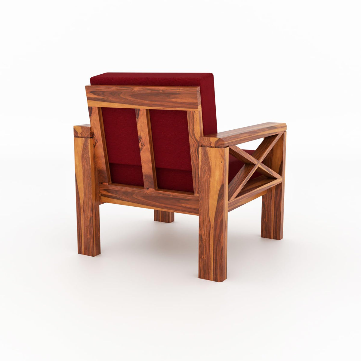 Bhagwati Art Sheesham Wood 1 Seater Sofa with X Design Armrests – view 25