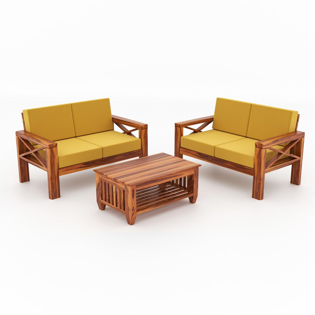 Bhagwati Art Sheesham Wood 4 Seater Sofa with X Design Armrests – view 27