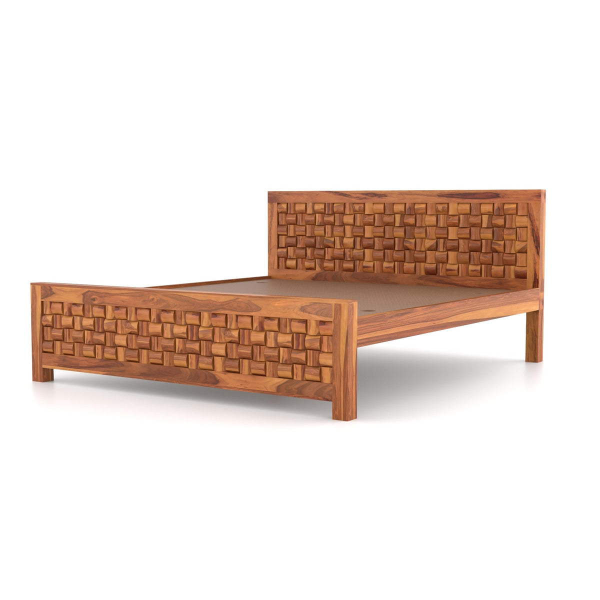 Bhagwati Art Sheesham Wood Bed without Storage – Niwar Design – view 5