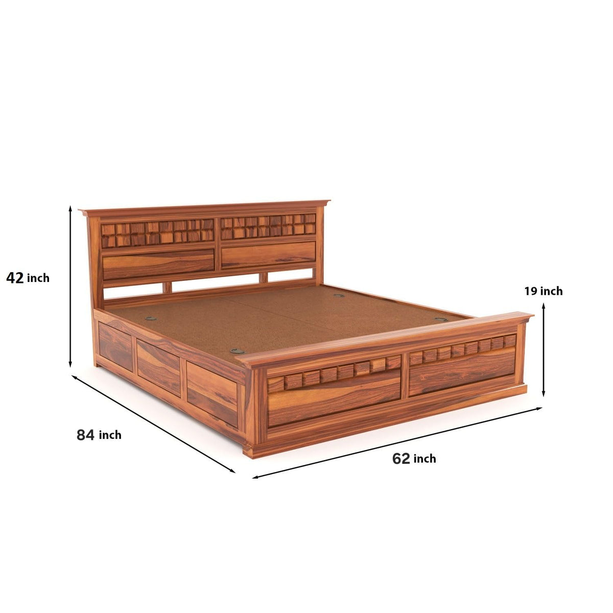 Bhagwati Art Sheesham Wood Bed with Box Storage – Chocolate 2D Design – view 16