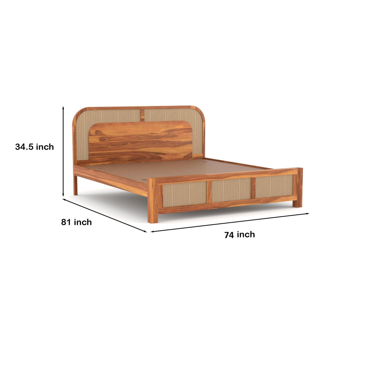 Bhagwati Art Sheesham Wood Bed without Storage – 5 Jali Rattan Cane – view 8