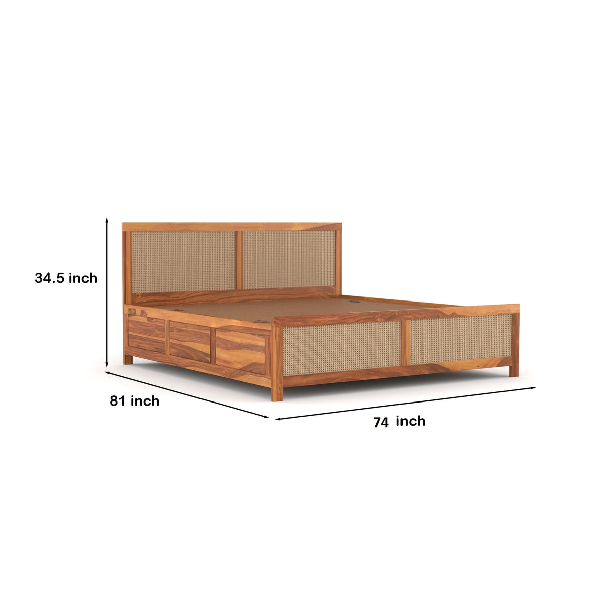 Bhagwati Art Sheesham Wood Bed with Box Storage – 4 Jali Rattan Cane – view 2