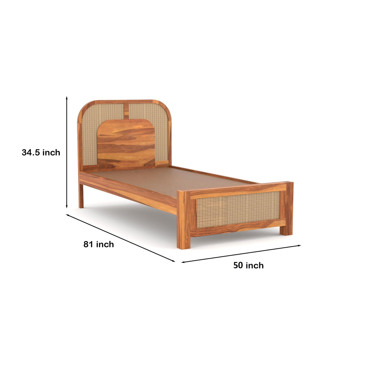 Bhagwati Art Sheesham Single Bed without Storage – 5 Jali Rattan Cane – view 9