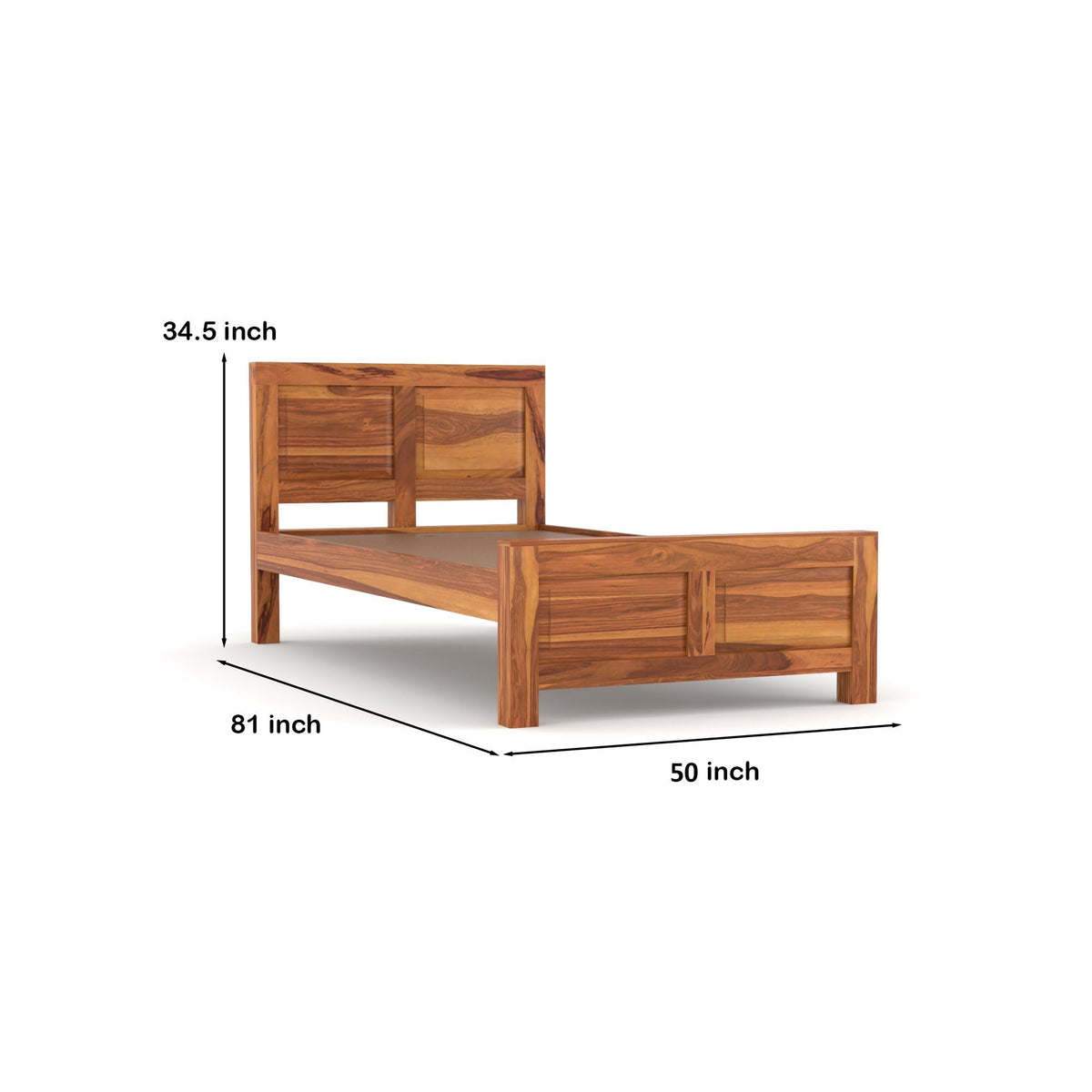 Bhagwati Art Sheesham Wood Single Bed without Storage – 2 Dalla Design – view 2