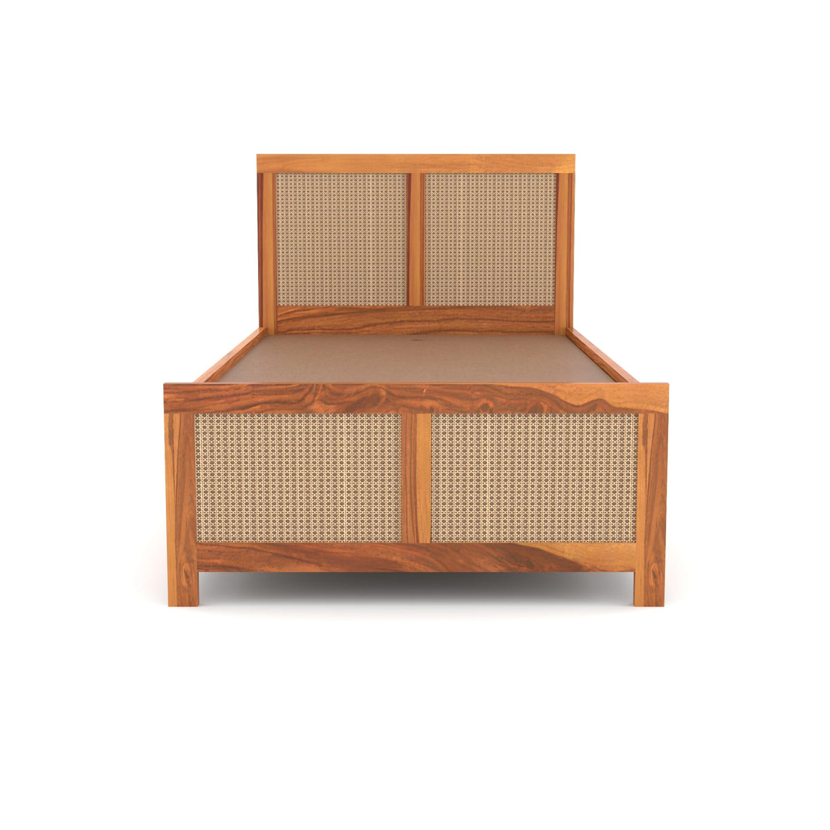 Bhagwati Art Sheesham Single Bed with Box Storage – 4 Jali Rattan Cane – view 7