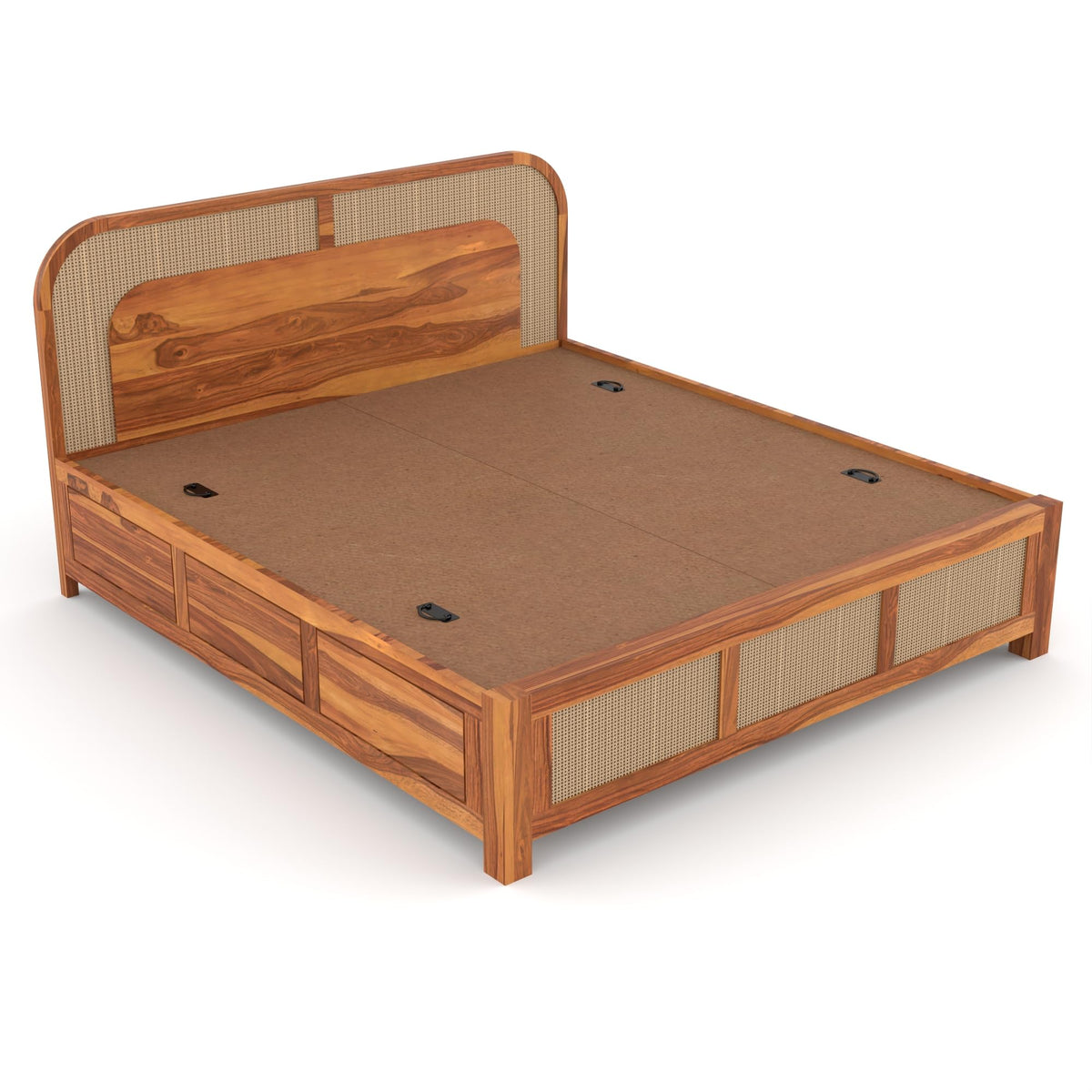 Bhagwati Art Sheesham Wood Bed with Box Storage – 5 Jali Rattan Cane – view 5