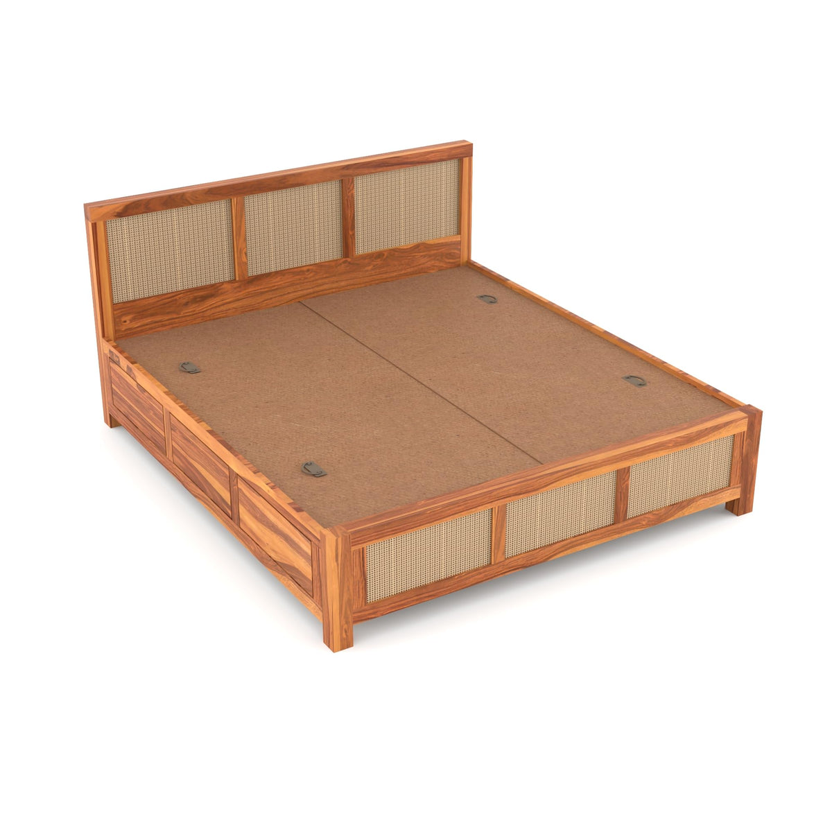 Bhagwati Art Sheesham Wood Bed with Box Storage – 6 Jali Rattan Cane – view 5