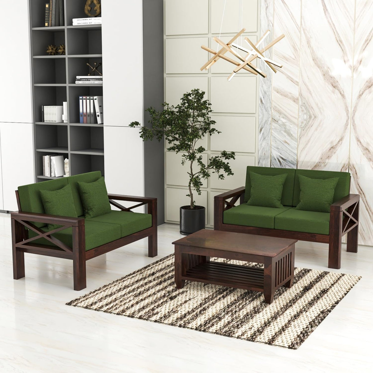 Bhagwati Art Sheesham Wood 4 Seater Sofa with X Design Armrests – view 7