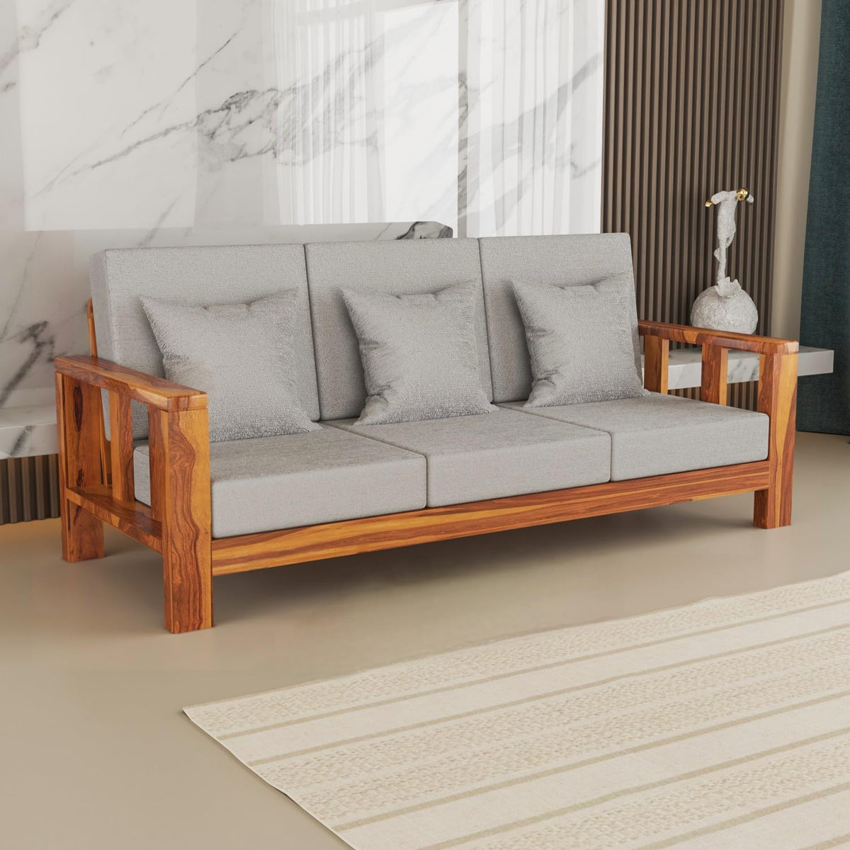 Bhagwati Art Sheesham Wood 3 Seater Sofa – Lounge Design – view 21