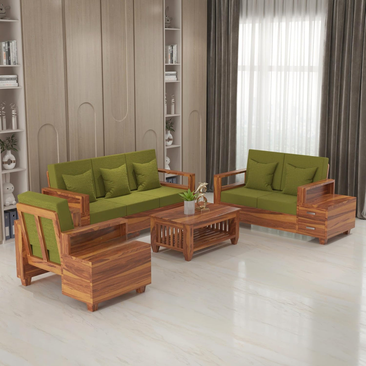 Bhagwati Art Sheesham Wood 6 Seater Sofa Set with Drawer Storage – view 17