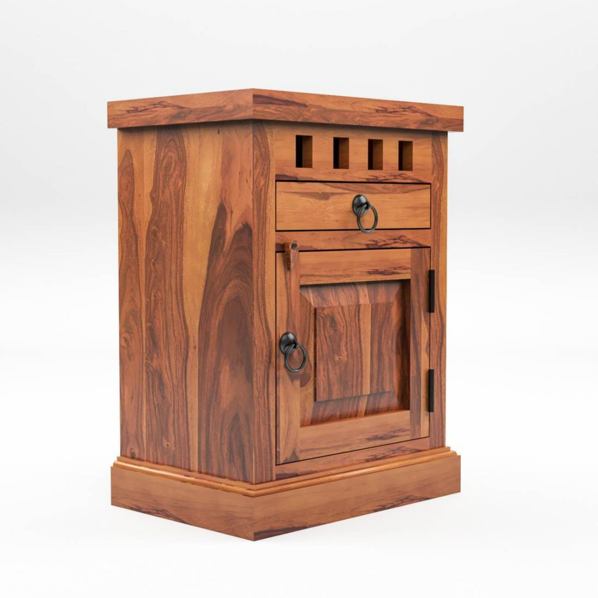 Bhagwati Art Sheesham Wood Bedside Table with Drawer – Kuber Design – view 5