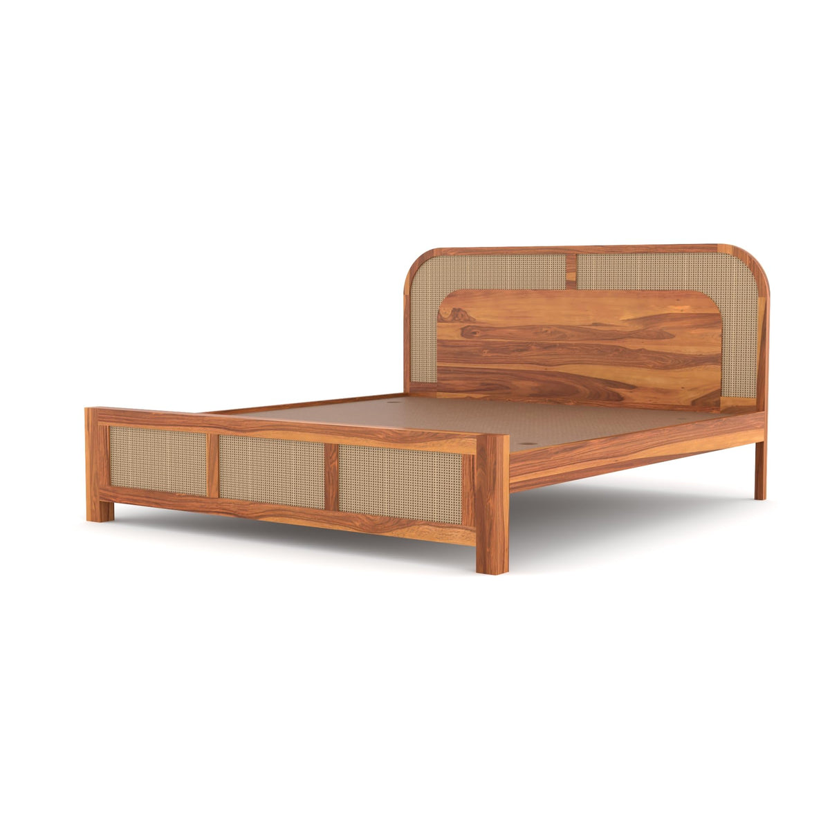 Bhagwati Art Sheesham Wood Bed without Storage – 5 Jali Rattan Cane – view 3