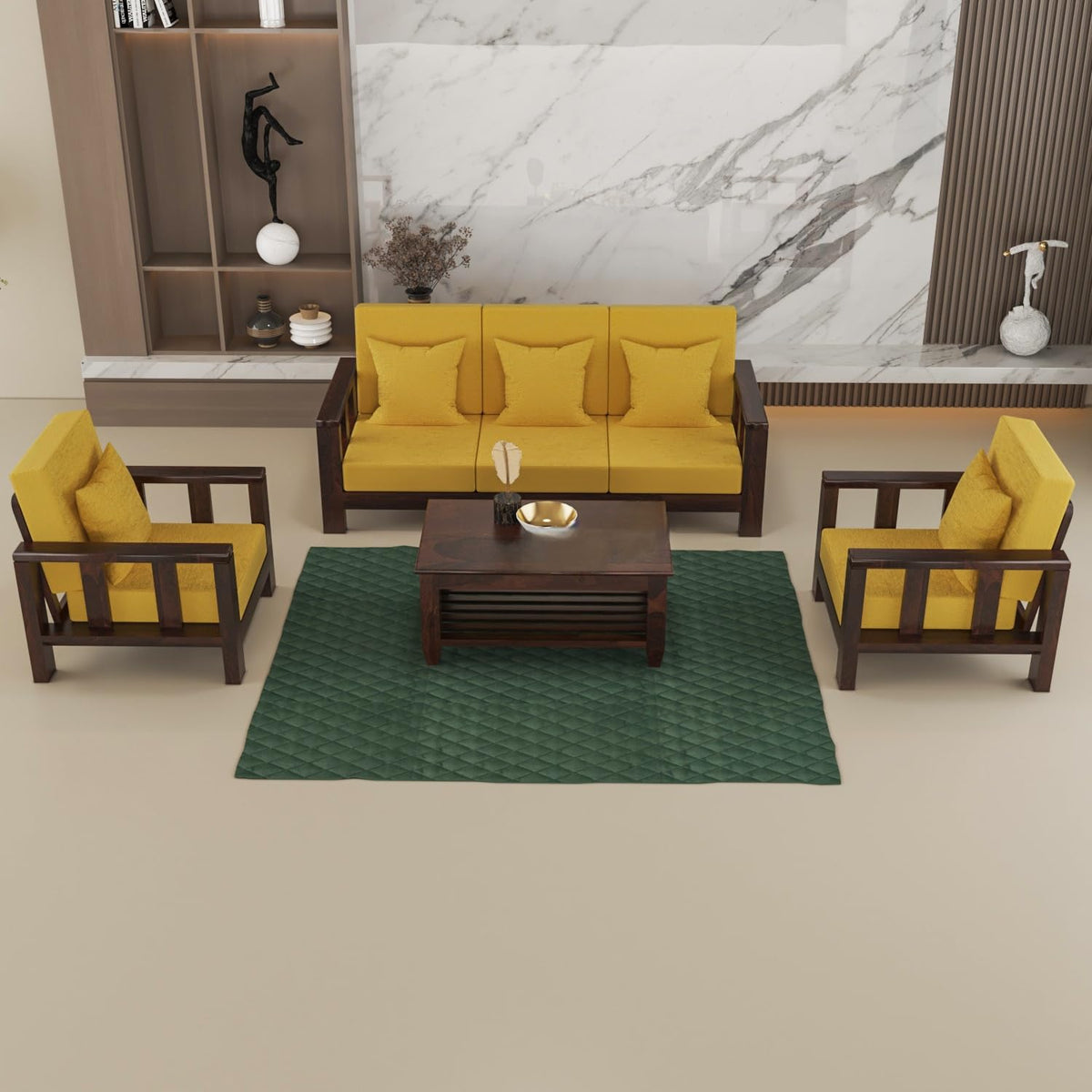 Bhagwati Art Sheesham Wood 5 Seater Sofa Set – Lounge Design – view 25