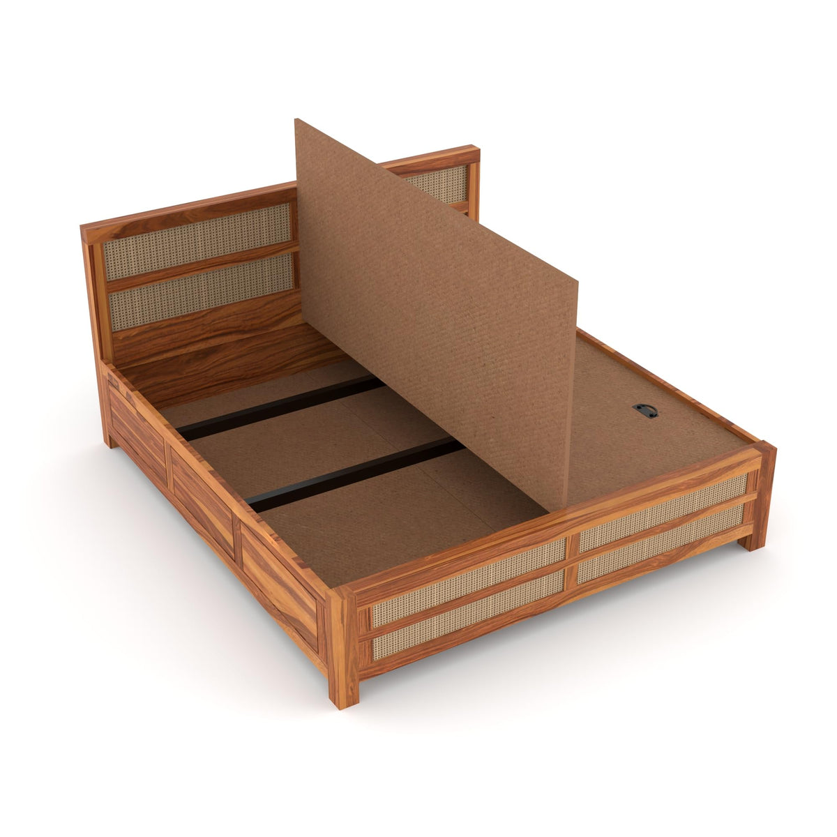 Bhagwati Art Sheesham Wood Bed with Box Storage – 8 Jali Rattan Cane – view 3
