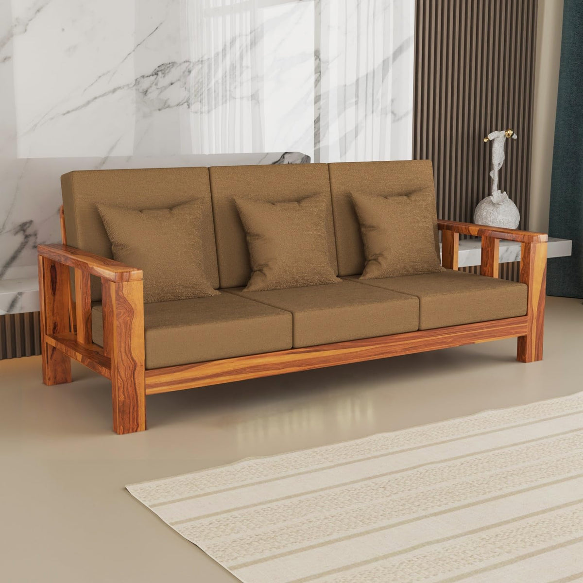 Bhagwati Art Sheesham Wood 3 Seater Sofa – Lounge Design – view 6