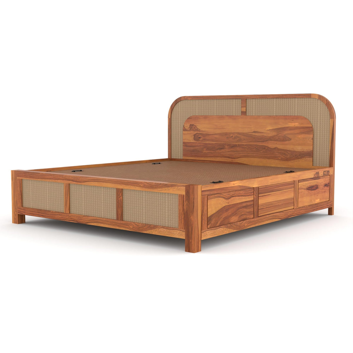 Bhagwati Art Sheesham Wood Bed with Box Storage – 5 Jali Rattan Cane – view 3