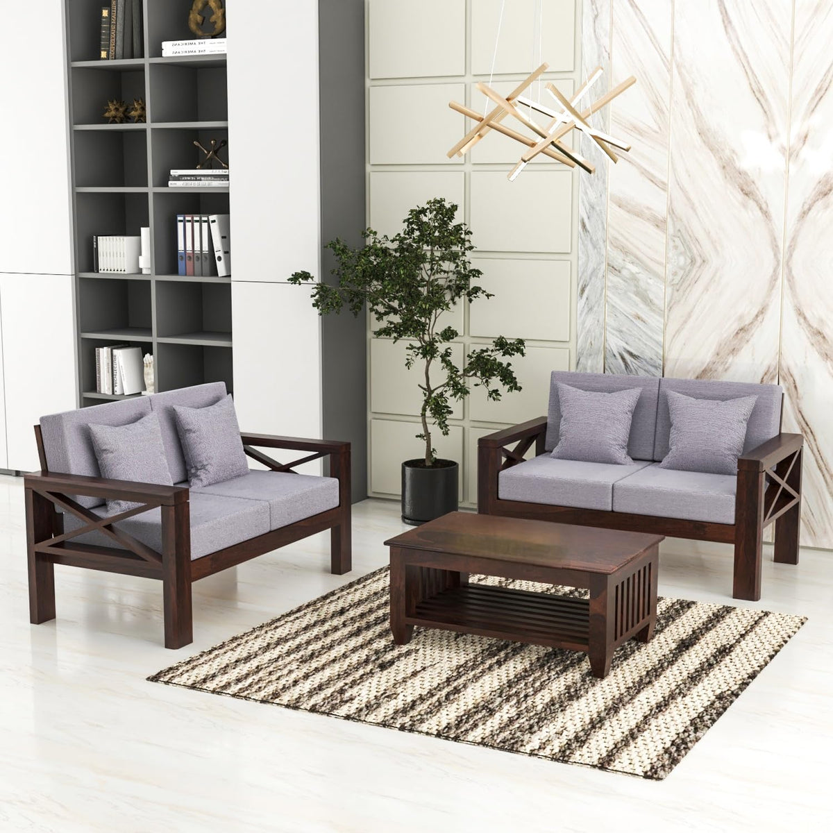 Bhagwati Art Sheesham Wood 4 Seater Sofa with X Design Armrests – view 13