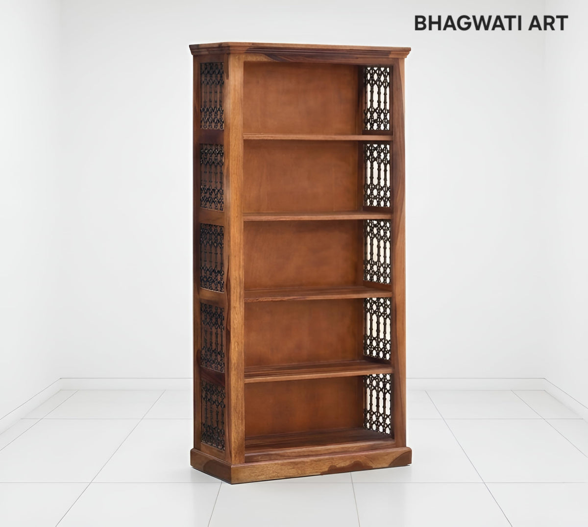 Bhagwati Art Sheesham Wood 5-Shelf Bookshelf – Jaali Design – view 7