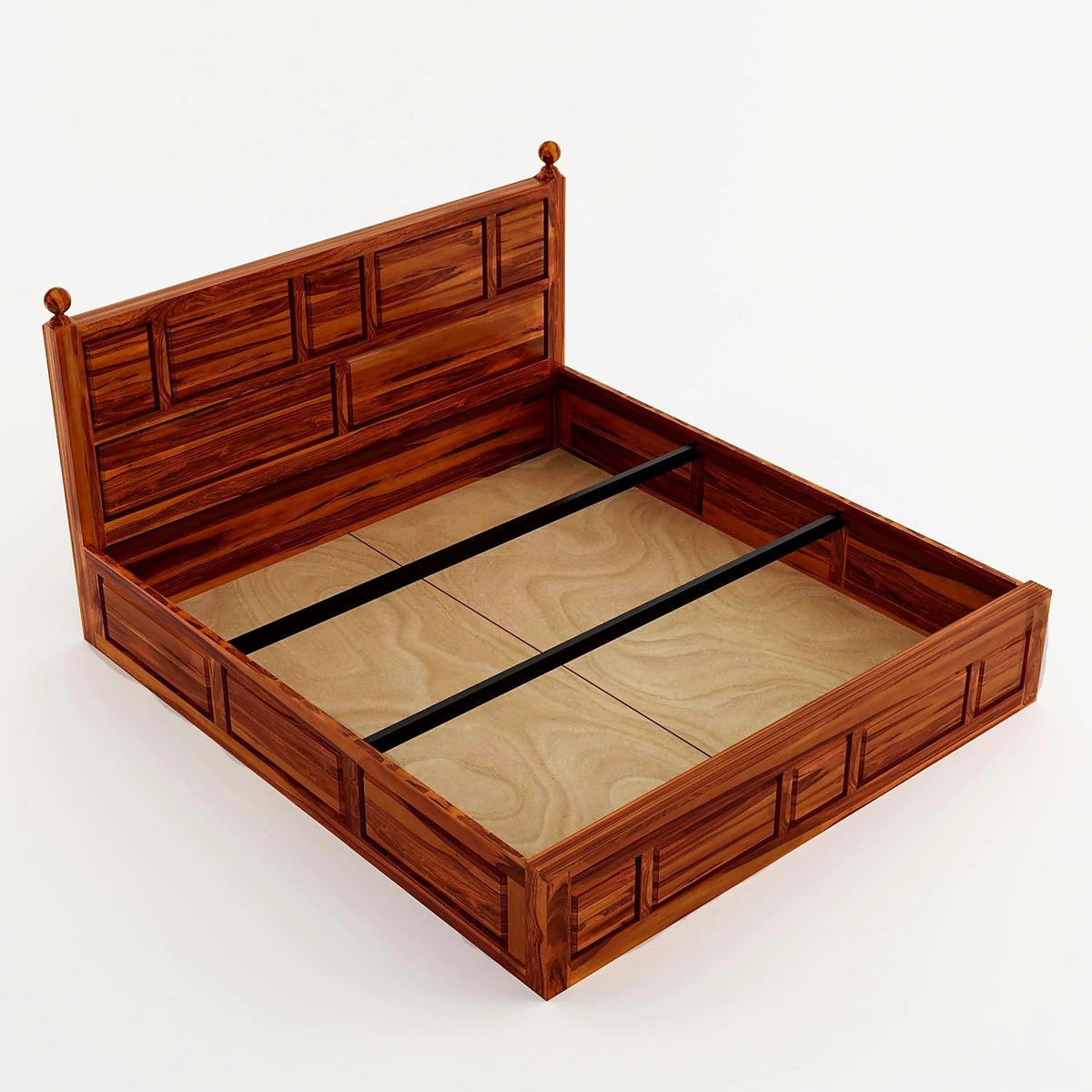 Bhagwati Art Sheesham Wood Bed with Box Storage – Lattu Design – view 5