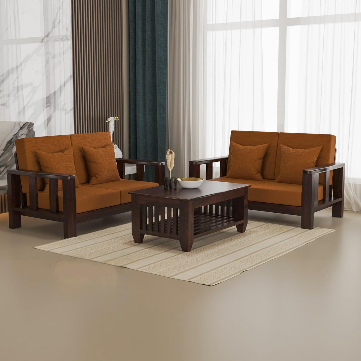 Bhagwati Art Sheesham Wood 4 Seater Sofa Set – Lounge Design – view 13