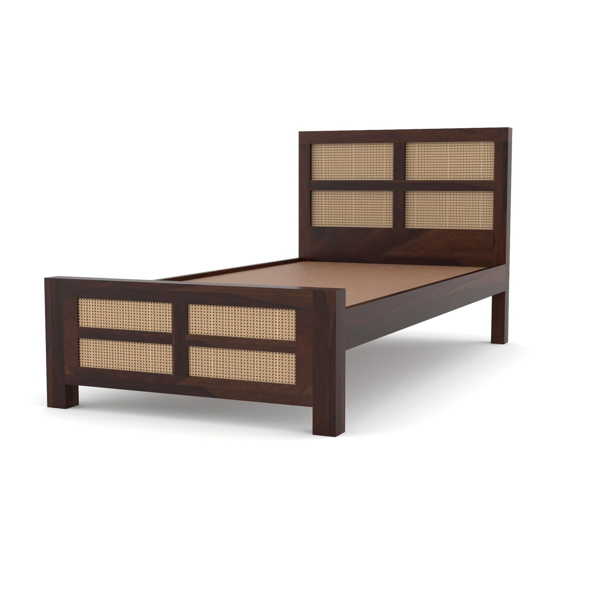 Bhagwati Art Sheesham Single Bed without Storage – 8 Jali Rattan Cane – view 16