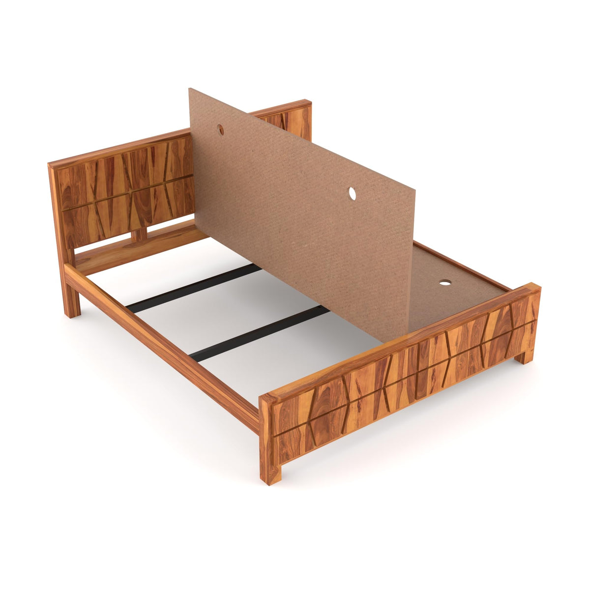 Bhagwati Art Sheesham Wood Bed without Storage – Zigzag Design – view 4