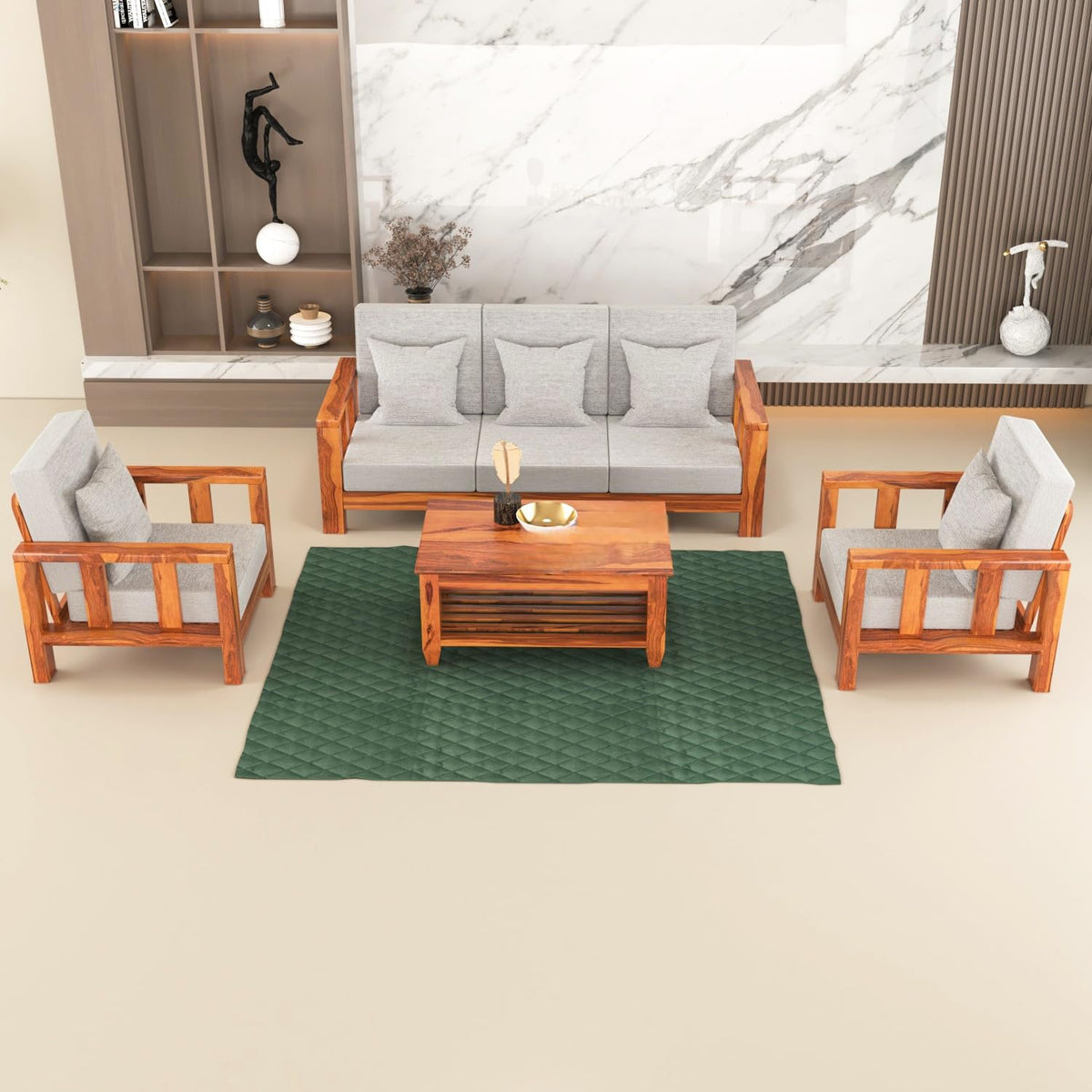 Bhagwati Art Sheesham Wood 5 Seater Sofa Set – Lounge Design – view 33