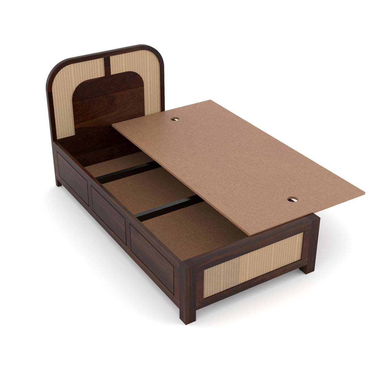 Bhagwati Art Sheesham Single Bed with Box Storage – 5 Jali Rattan Cane – view 15