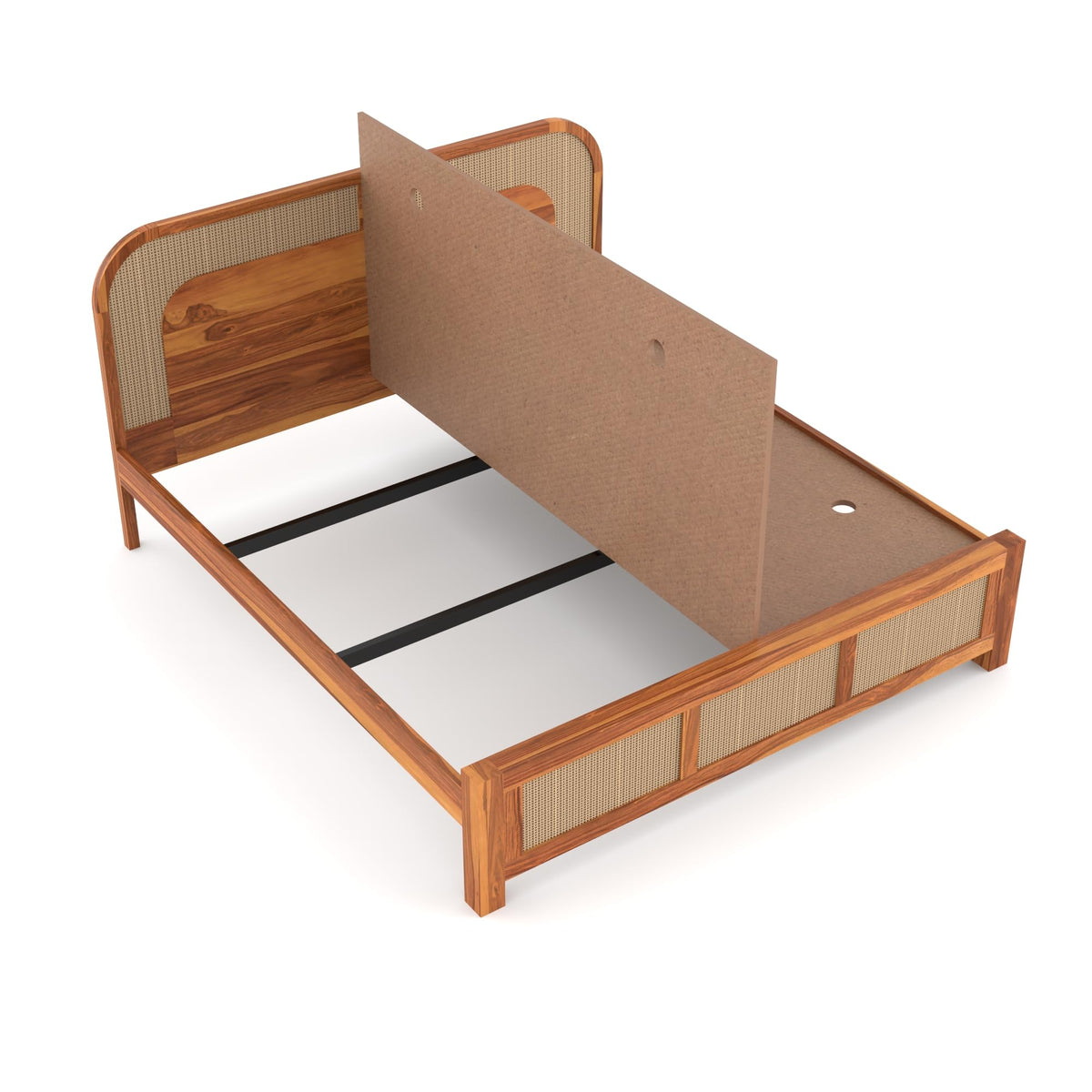 Bhagwati Art Sheesham Wood Bed without Storage – 5 Jali Rattan Cane – view 7